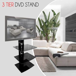 Tier DVD Player Cable Box Wall Mount Shelf Stand Direct TV Glass