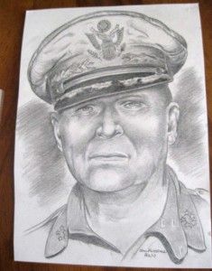  WWII Drawing of General Douglas MacArthur 82nd Airborne Lou Varrone