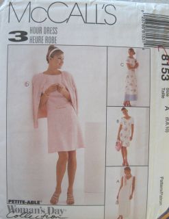 Misses Dress Pattern 3 Hour McCalls 8153 New Womans Day