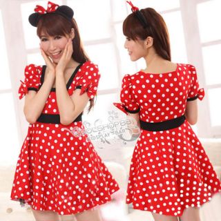 New Minnie Mickey Mouse Fancy Dress Up Costume & Ears Halloween