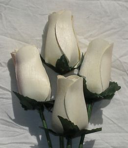 One 1 Dozen Scented Long Stem Wooden White Roses