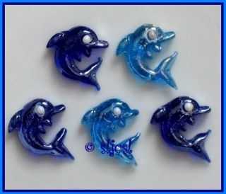 DOLPHINS * glass shapes GEMS Mosaic TILE Tiles Blue DISCONTINUED