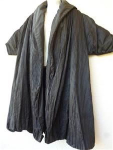 Vintage Ceil Chapman Evening Coat 40s 50s Shirred Shawl Collar Black