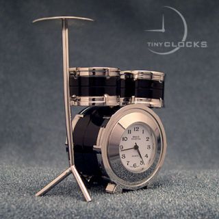 Miniature Clocks Mini Black Drum Set Clock