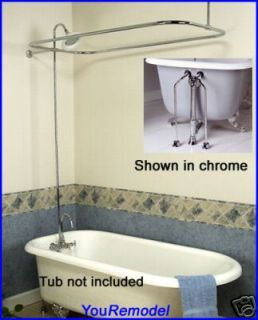 Add Shower Clawfoot Tub Faucet Rod Lines Drain Nickel