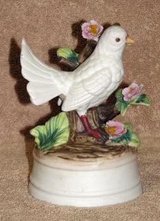 Milano Porcelain White Dove Bird Sculpture by Eda Mann Music Box 5 3 4