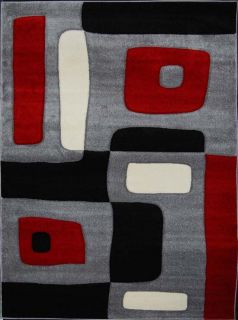 Black Modern Squares Hand Carved 8x10 Rug Geometric Actual 7 8 x 10 2