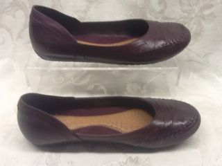Earth Origins Amber Plum Purple Leather Womens Shoes Flats 6 New