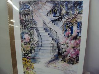  Van Gent Edell Staircase Water Color Painting Charleston M327