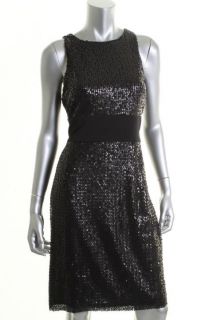 Donna Morgan New Black Sequined A Line Sleeveless Lined Cocktail Dress