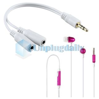 5mm Pink Headset Y Cable 1TO2 Splitter Adapter for iPhone iPod Touch