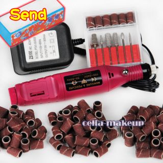 Electric Drill Kit 6 Bits Acrylic Tool Sanding Bands Manicure Nail
