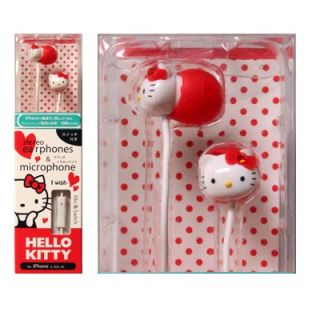  Licensed Hello Kitty 3.5mm Stereo Earphone Earbuds Headset w/ Mic Red