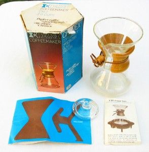 Chemex CM 2 manual drip glass coffee maker + lid, box; flask, pot, CM2