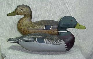 Vintage Illinois River Mallard Duck Decoy Pair
