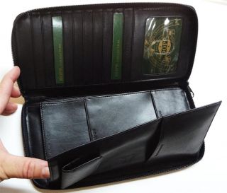 NWT Dopp 68933 Large Zip Around Passport Travel Black Leather Wallet $