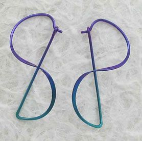Hypoallergenic Niobium 33mm Curved Drop Hoop Earrings New