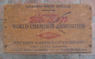 Western Ammunition Loaded Shot Shells Wooden Shipping Box Crate