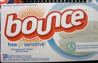 Bounce Dryer Sheets Free Sensitive 120 Sheet Box