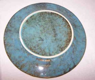 East Dennis Art Pottery Plate Blue Green w Pine Trees 11