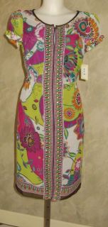 ECI Chiffon Bead Front Keyhole Tropical Dress Sz 8 $118