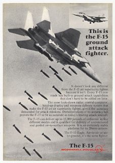 1976 McDonnell Douglas F 15 Eagle Fighter Jet Photo Ad