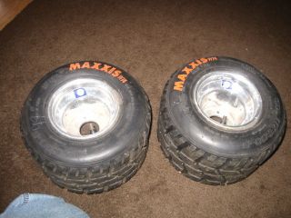 Pair Maxxis wt4 rain tires w Douglas Wheels Polished Aluminum Go Kart