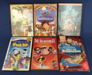 Disney Pixar Dreamworks DVD Lot Mulan Ratatouille Incredibles Shark