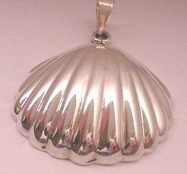 VTG SIGNED DULCE STERLING SILVER LARGE BEACH SHELL MEXICO NECKLACE