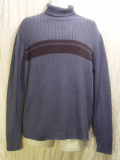 Old Navy Blue Ribbed 100 Cotton Turtleneck Sweater L