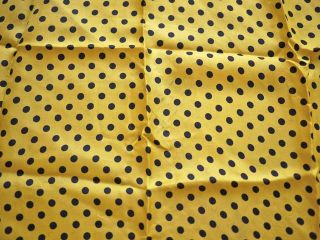 Vtg 60s Echo Black Yellow Polka Dot Japanese Silk Scarf