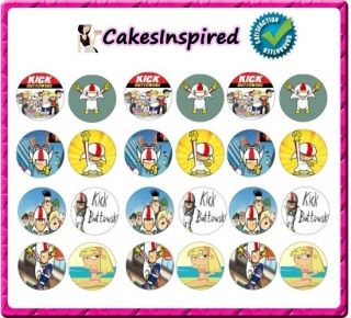 24 x Kick Buttowski Edible Rice Paper Cupcake Fairy Cake Toppers Free