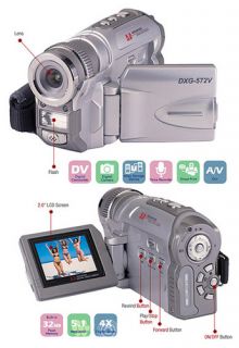 DXG 572V 5 0 MP CMOS Digital Voice MPEG 4 Camcorder Silver in The Box