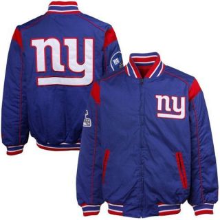 New York Giants Royal Blue Red Team Varsity Reversible Full Zip Jacket