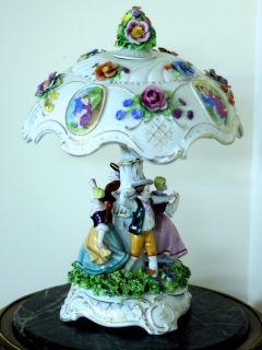 Dresden Porcelain Lamp with Figurines