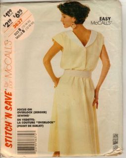 Vintage McCalls 3637 Pattern Easy Pullover Dress Back Buttons Misses