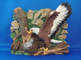 American Bald Eagle with Babiess in Nest 3D Wall Desk Plaque New