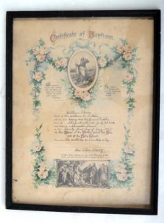1925 Antique William Edwin Latsha Baptism Certificate Shamokin PA