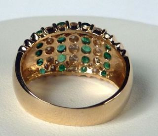 EFFY COLLECTION BH14K GOLD 1.50 CT NATURAL EMERALD+DIAMOND WIDE BAND