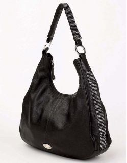 DX Touch Bag Swarovski Leather Black Bling Handbag Purse Large Hobo