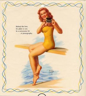 Ale Earl Moran 1956 Redhead Camera Swimsuit Pin Up MOP