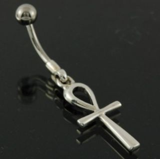New Egyptian ankh Cross Belly Ring 316L Surgical Steel 925 Silver f324