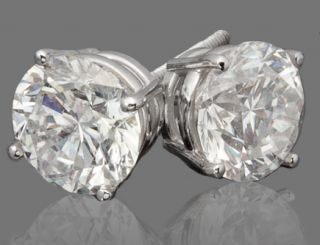 14 CARAT DIAMOND SOLID 14KT WHITE GOLD SOLITAIRE STUD EARRINGS