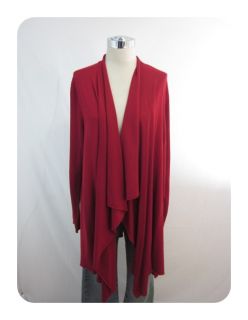 New Plus Eileen Fisher Chili Red Cascading Merino Cardigan Sweater 2X