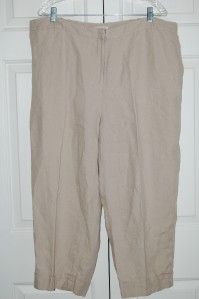 Eileen Fisher Woman Beige 100 Linen Crop Pants 2X E202