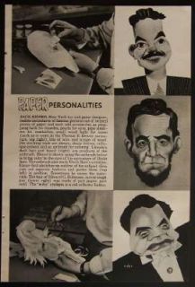 Jack Eisner Caricature Paper Sculpture Art 1949 Article
