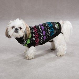 East Side Collection Warm Hearts Peace Sign Dog Sweater