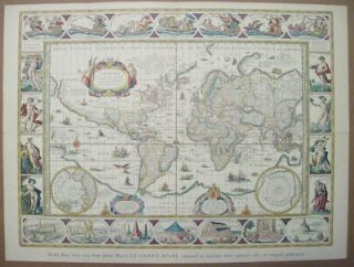 Johan Blaeus World Map from Third Centenary Edition of Le Grand Atlas