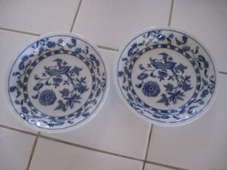 Pair of Vintage Blue Elbe by Sanyo Japan Small Plates or Shallow Bowls