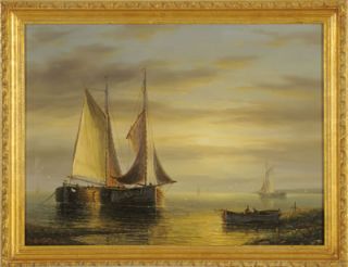 Marine Cityscape Painting Signed James Hardy Listed